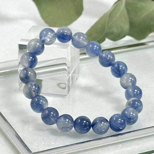 大珠カイヤナイトシリカ　デュモルチェライト　ルチル入ブレス新品未使用 大珠カイヤナイトシリカ デュモルチェライト ルチル入ブレス新品