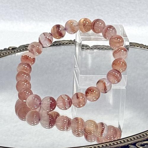 シナバーインカルセドニー ブレスレット マダガスカル産 約9ミリ