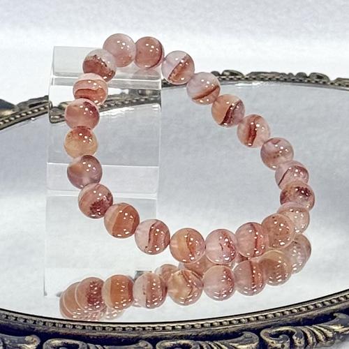 シナバーインカルセドニー ブレスレット マダガスカル産 約9ミリ