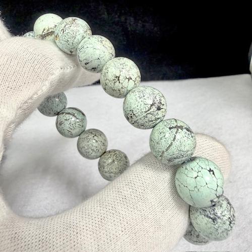 ターコイズ ブレスレット トルコ石 中国 湖北省産 １２月誕生石 天然石 パワーストーン  天然スパイダーウェブターコイズ |  | 07