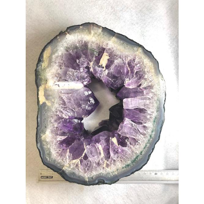 アメジスト 原石 輪切り ドーナツ 台付き ブラジル産 紫水晶