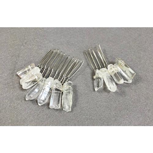 水晶 ヘアアクセサリー 氷柱水晶 結晶 ヘアコーム 銀色　5本足  ナチュラル 磨き 天然石　パワーストーン 氷柱カット 氷柱クリスタル 結婚式 成人式 |  | 04