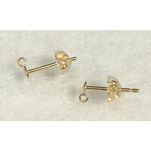 18金 カン付き ピアスポスト ブラピアス キャッチ付き 1ペア 両耳用 パーツ K18 金具 ハンドメイド アクセサリー ピアスパーツ ピアス金具 | 