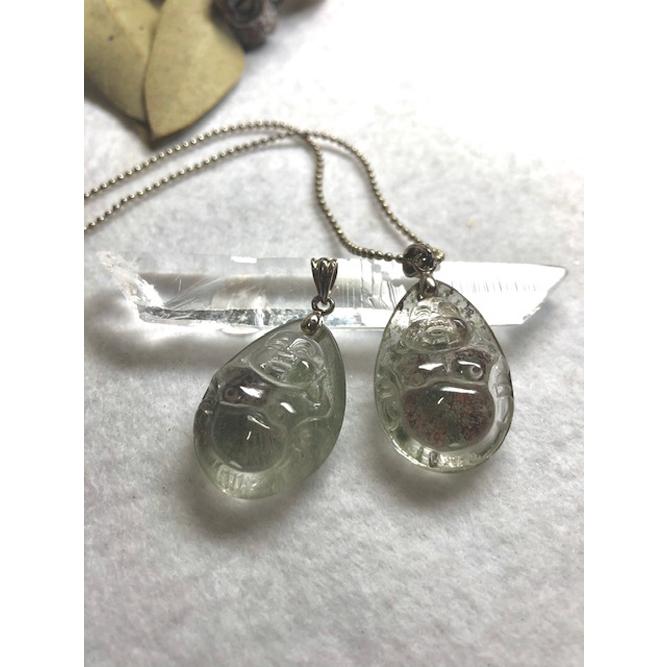 ガーデンクォーツ　布袋尊 ガーデンクォーツ 布袋さん 彫刻入り ペンダントトップ ガーデン水晶