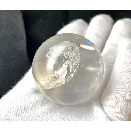 水晶 ロッククリスタル 丸玉 約46ミリ 右螺旋 右水晶 透明本水晶