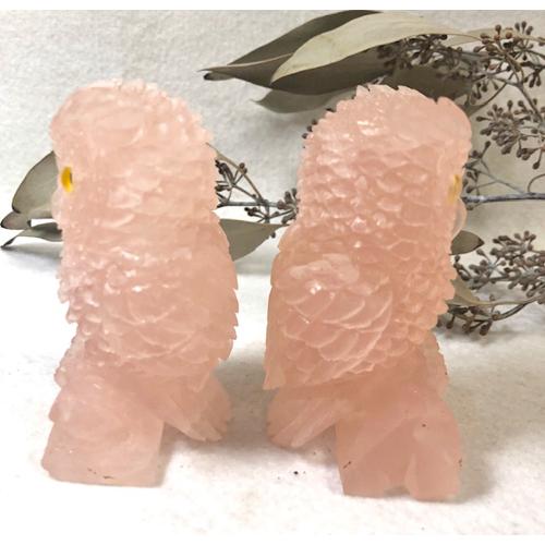 ふくろう ローズクォーツ 彫刻 置物 フクロウ 福朗 不苦労 天然石