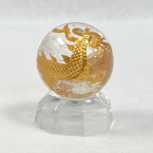 水晶 龍彫り 丸玉 天然石 パワーストーン 龍彫り丸玉 龍彫刻 金彫り龍