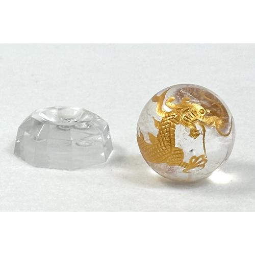 水晶 龍彫り 丸玉 天然石 パワーストーン 龍彫り丸玉 龍彫刻 金彫り龍