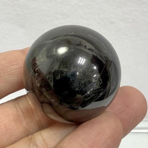 モリオン 黒水晶 丸玉 スフィア スターモリオン 約37ミリ アクリル台