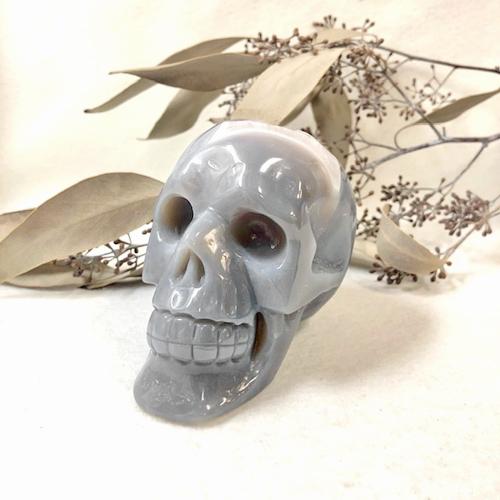 bigサイズ 瑪瑙 アゲート 月 専用台座付き 288g 水晶 瑪瑙共生 髑髏