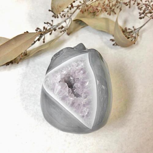 水晶 瑪瑙共生 髑髏 ドクロ スカル 骸骨 彫刻品 天然石