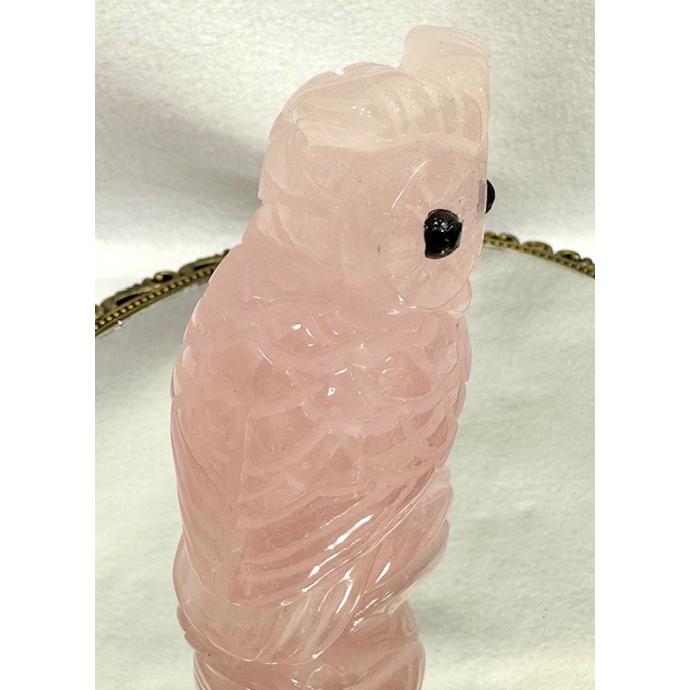 ふくろう ローズクォーツ 彫刻 置物 フクロウ 福朗 不苦労 天然石