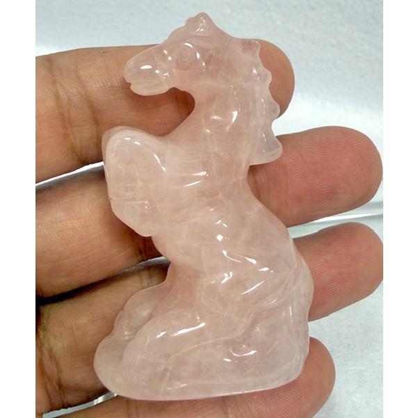 馬 うま 午 置物 水晶 ローズクォーツ 彫刻 天然石 パワーストーン
