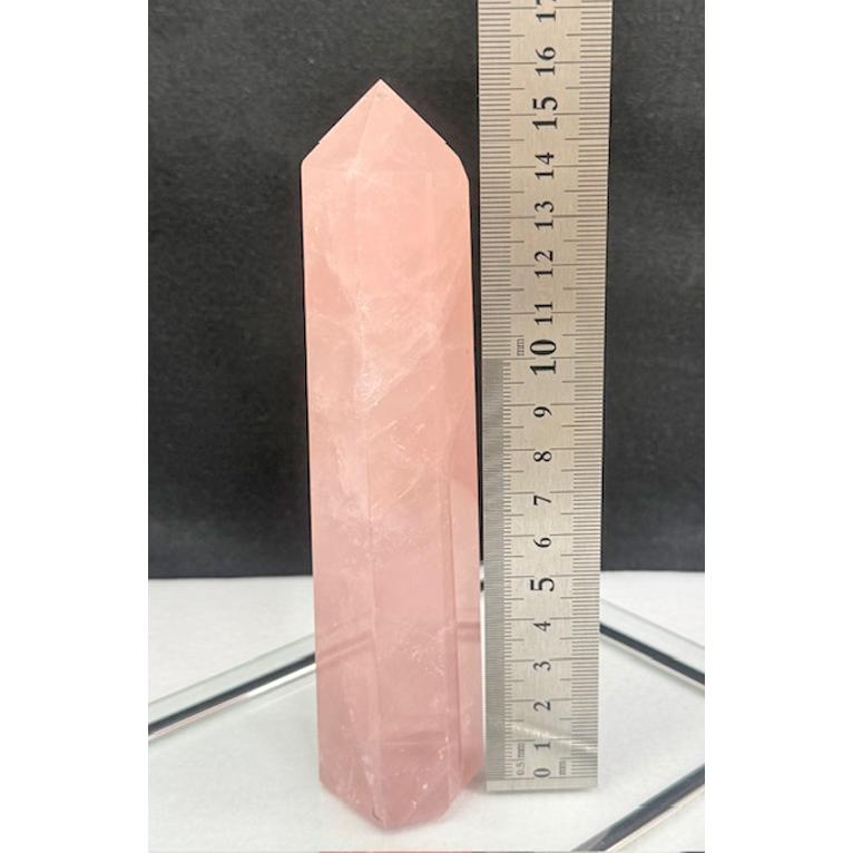 ローズクォーツ ポイント 木製台付き 置物 浄化 インテリア ピンク
