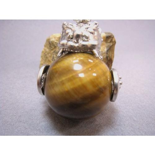 タイガーアイ 虎目石 ボール 丸玉 ペンダント 約25ミリタイガーアイ