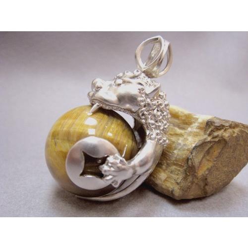 タイガーアイ 虎目石 ボール 丸玉 ペンダント 約25ミリタイガーアイ