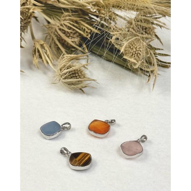 タイガーアイ エンジェライト ローズクォーツ カーネリアン ペンダントトップ チェーン付き 天然石 パワーストーン 六芒星 ヘキサゴン ダビデ シルバー 特価 | 