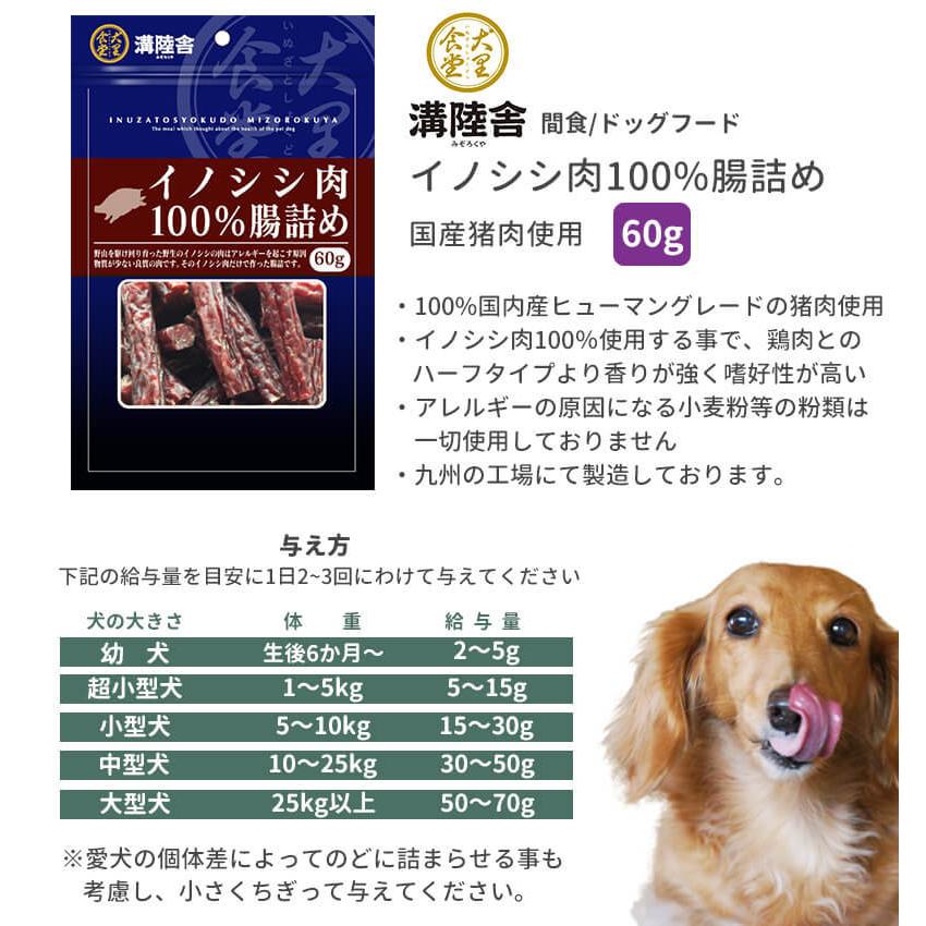 (メール便送料無料)犬 おやつ  溝陸舎 猪(いのしし）肉100％の腸詰め 60g  日本製  サポートペットフード ドッグフード 送料対策｜petselect｜10