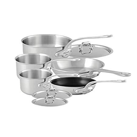 特価ブランド 3層構造 特別価格mauviel 海外から人気のキッチン用品を直輸入 M Urban つや消しステンレススチール好評販売中 キャストssハンドルポット8点セット 鍋 グリル Lncci La