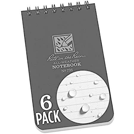 特別セーフ Rite in the Rain Weatherproof Top Spiral Notebook, 3" x 5", Black Cover, Un その他ノート、紙製品