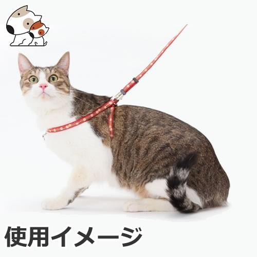 メール便 ペティオ 猫小町ハーネスリード 椿 ブルー レッド 猫用 和風 おしゃれ 信用 リード ペット 可愛い 和柄 お散歩