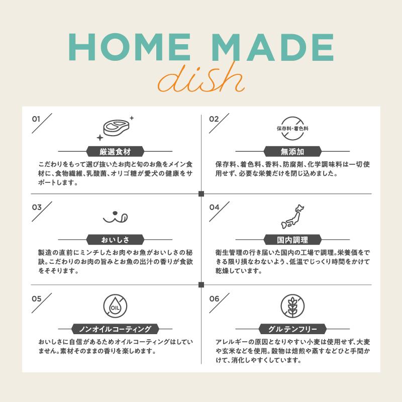 ドッグフード 国産 無添加 送料無料 小粒 総合栄養食 グルテンフリー ノンオイルコーティング HOME MADE dish ライト 900g×3袋の画像