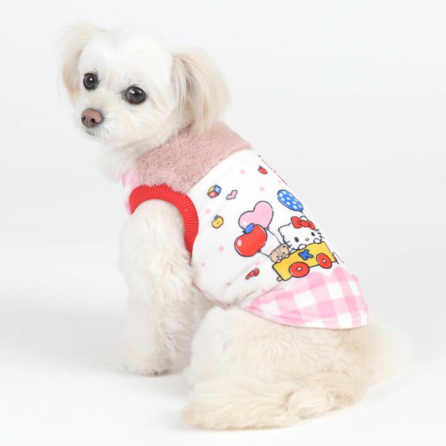 Sanrio サンリオ秋冬モデルハローキティのギンガムバルーン 犬 服 犬服 ドッグウェア 裏ボア 防寒 暖かい 伸縮性 lsw205