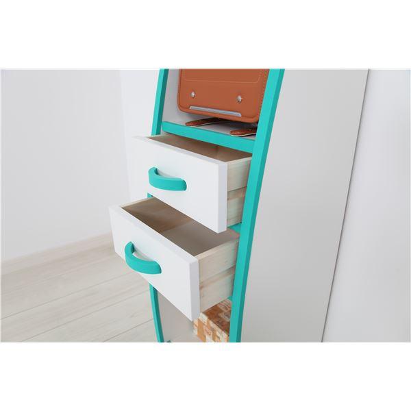 子供用 ランドセルラック/子供部屋収納 〔グリーン〕 幅33cm 日本製