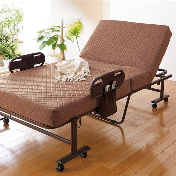 21激安通販 折り畳みベッド 立ち座り安心こだわり仕様のコイルスプリング式 折りたたみベッド 簡易ベッド 完成品 リクライニング式 手すり付き 約幅100cm ベージュ ボンネルコイルタイプ ソファ ソファベッド Www Reinnec Cl
