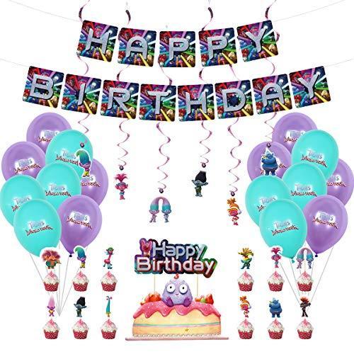 トロールズ 誕生日 飾り付け 可愛い キャラクター 子供 女の子 人形 ピンク パープル Happy Birthday バナー ガーランド 螺旋 バル S Rlex Co 通販 Yahoo ショッピング
