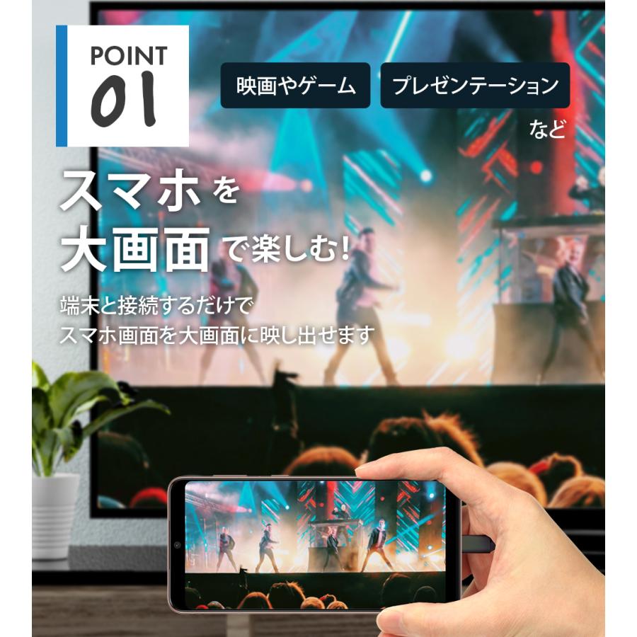 ミラーリングケーブル HDMI 3m 300cm USB Type-C コネクタ ブラック 黒