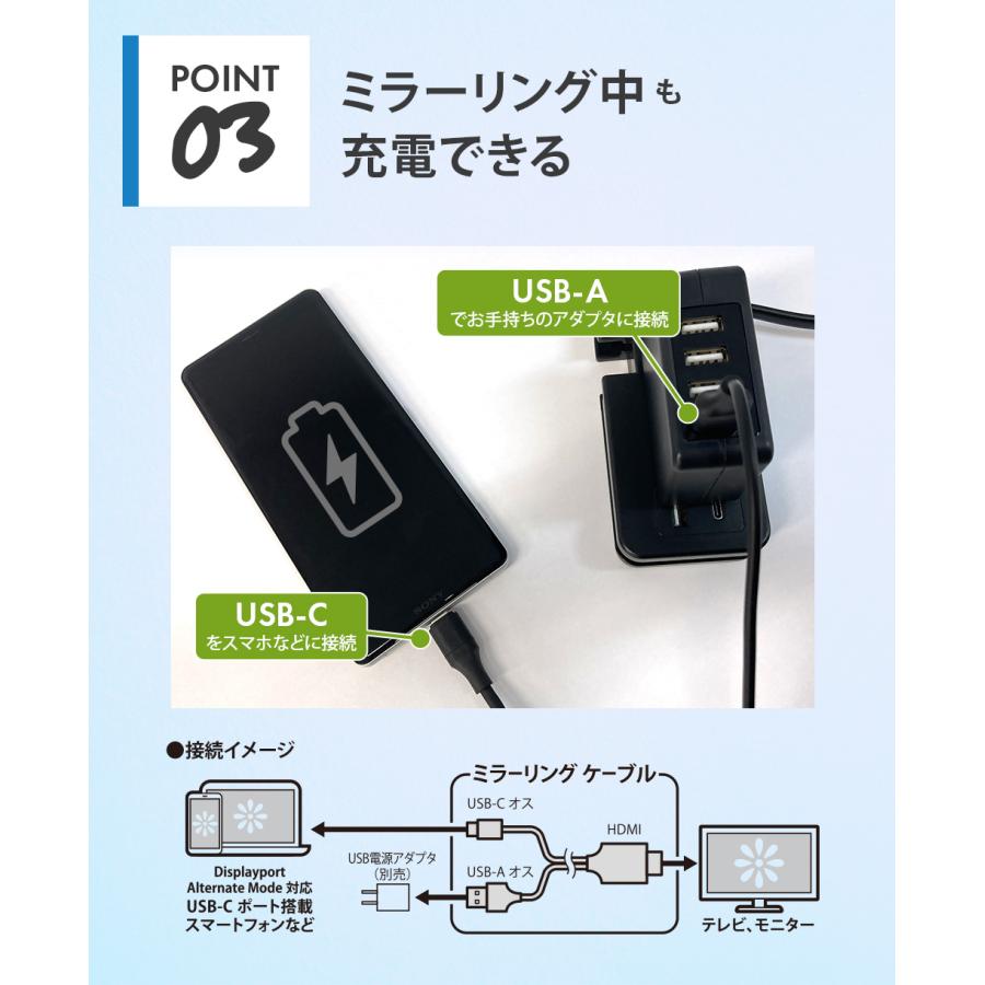 ミラーリングケーブル HDMI 3m 300cm USB Type-C コネクタ ミラーリングケーブル HDMI 3m 300cm USB Type-C コネクタ
