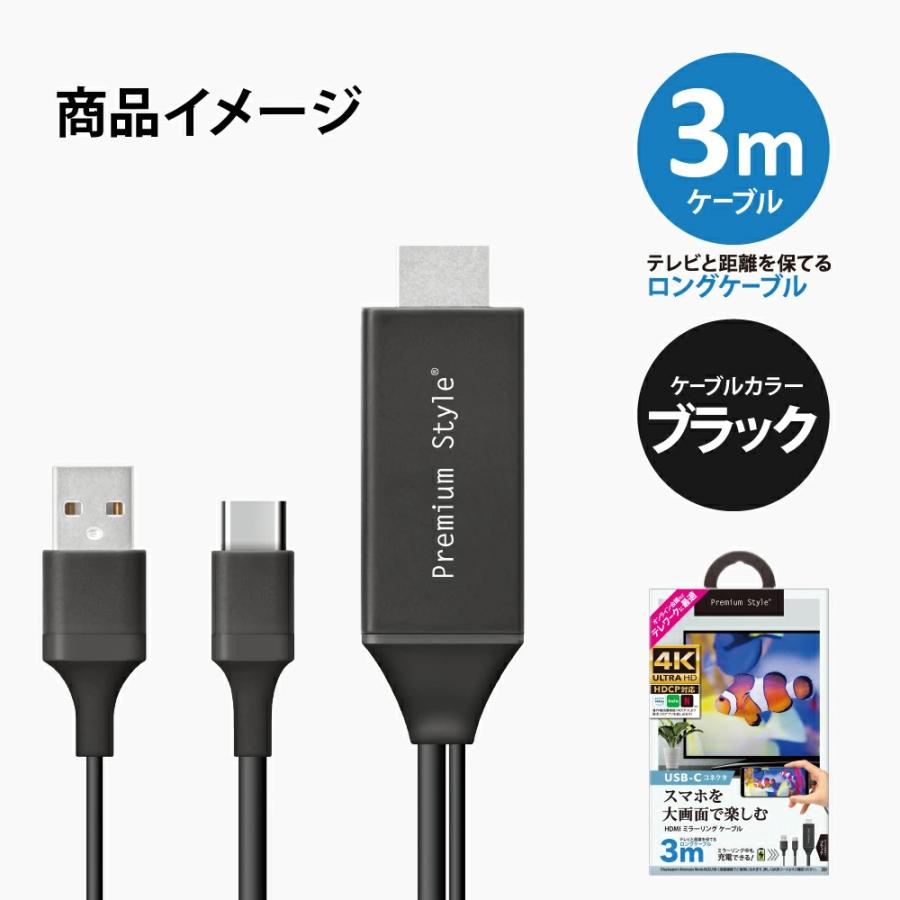 ミラーリングケーブル HDMI 3m 300cm USB Type-C コネクタ ミラーリングケーブル HDMI 3m 300cm USB Type-C コネクタ