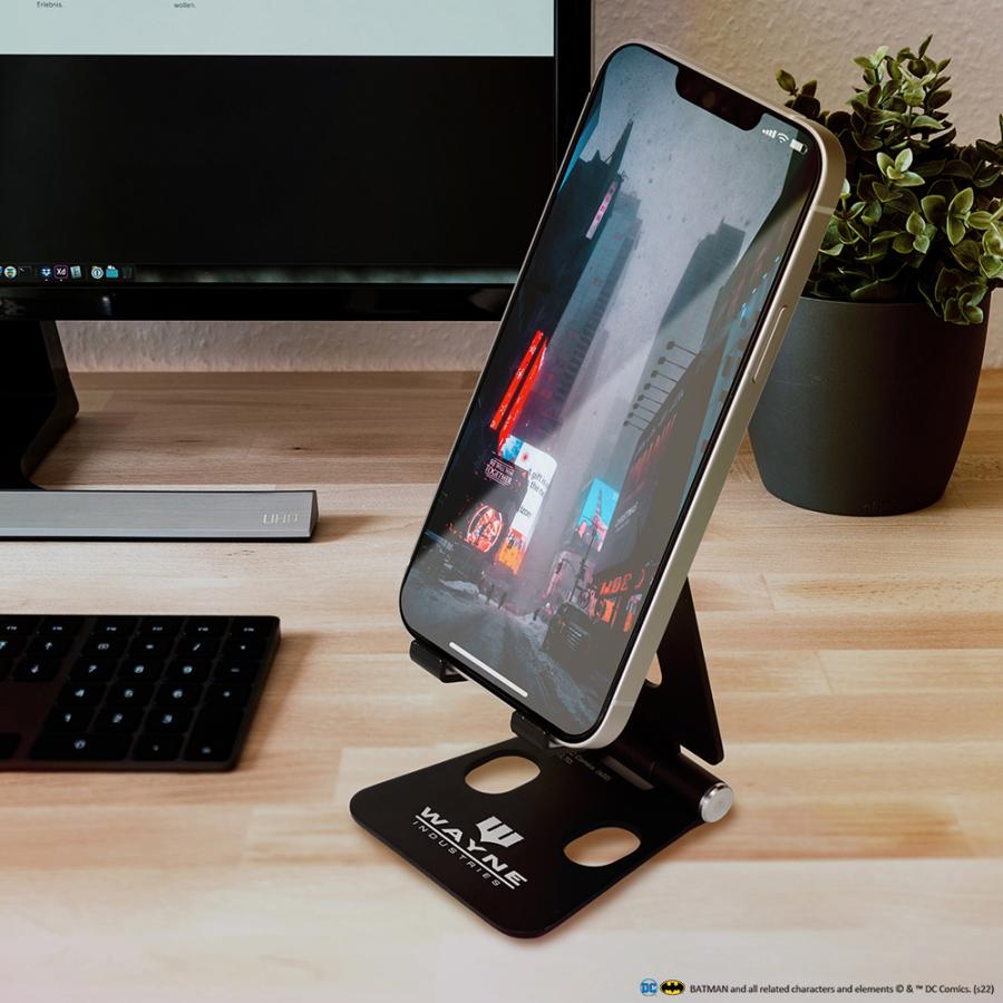 スマホスタンド バットマン DCコミックス ブラック 黒 アルミ素材 スマホホルダー コンパクト 折りたたみ | Premium Style | 01