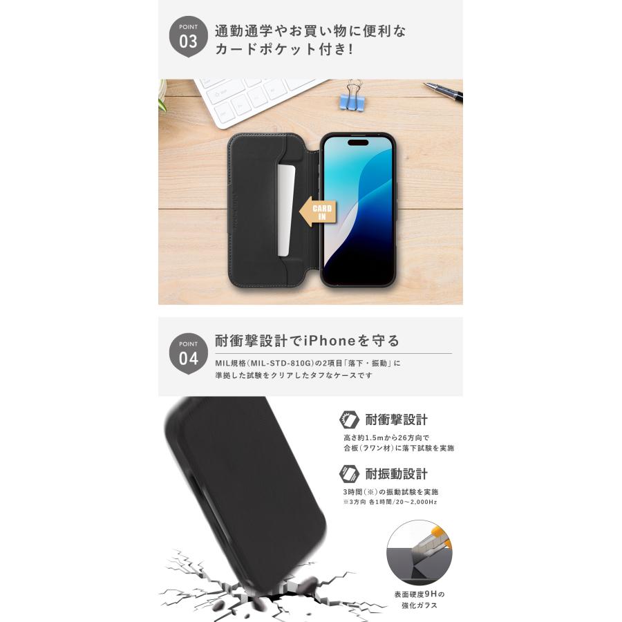 Premium Style iPhone16 ケース 手帳型 カバー ブラック クリア Premium Style iPhone16 ケース 手帳型 カバー ブラック クリア