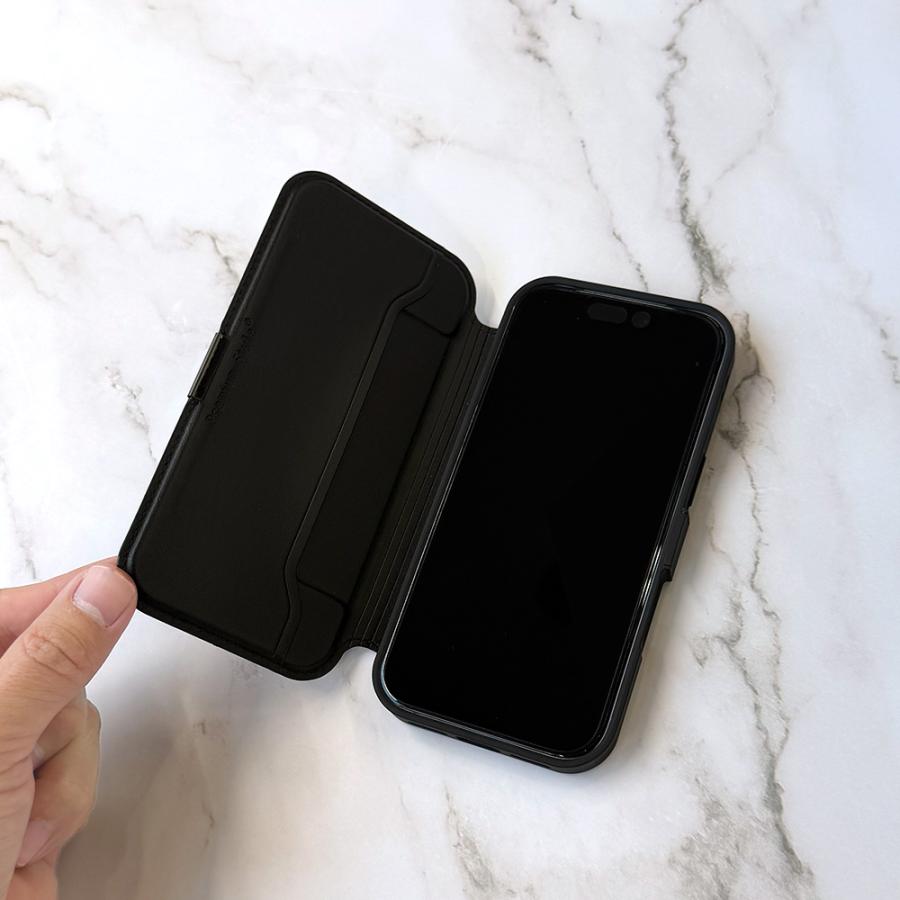 iPhone17 用 背面ガラス フリップカバー 手帳型 ケース カバー カード