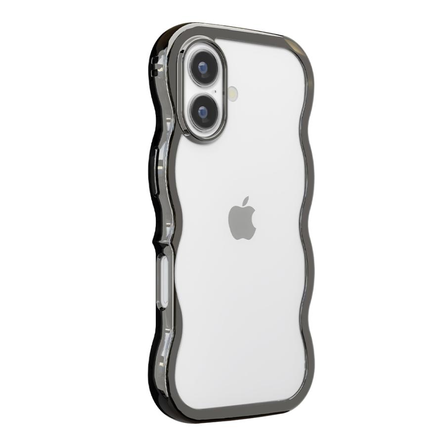 Premium Style iPhone17 用 ウェーブケース メタルブラック メタル