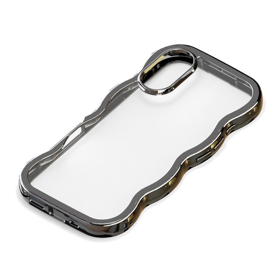 Premium Style iPhone17 用 ウェーブケース メタルブラック メタル