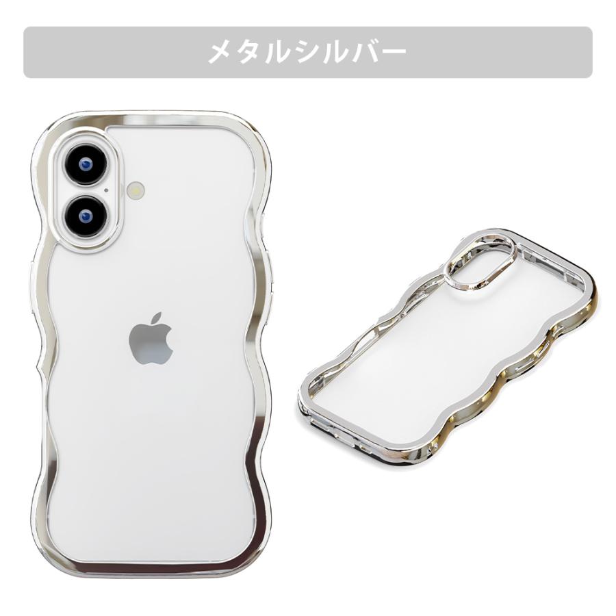Premium Style iPhone17 用 ウェーブケース メタルブラック メタル