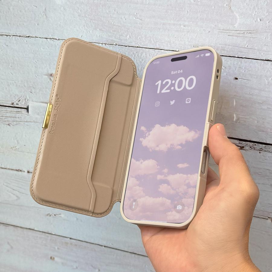 iPhone 17 Pro 用 背面ガラス フリップカバー 手帳型 ケース カバー