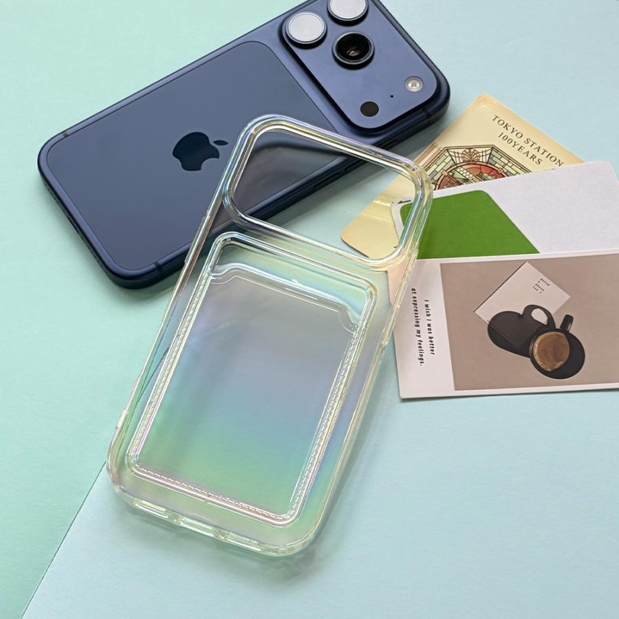 Premium Style iPhone17Pro 用 クリアポケットケース オーロラ PG