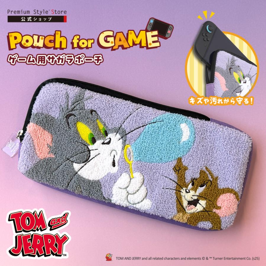 刺繍キャラクター付きケース Switch2 対応 ケース ポーチ カバー サガラ刺繍 トムとジェリー 携帯