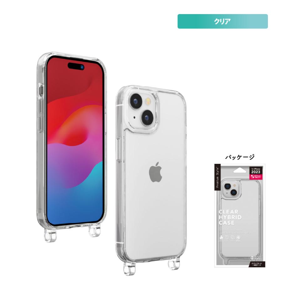 Premium Style iPhone15 ケース カバー クリア ブラック 透明 黒