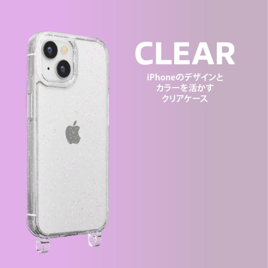 iPhone15 ケース カバー ラメ オーロラ オーロラカラー クリア 透明 シンプル ストラップホール グリッター レインボー iPhone 15｜pg-a｜02