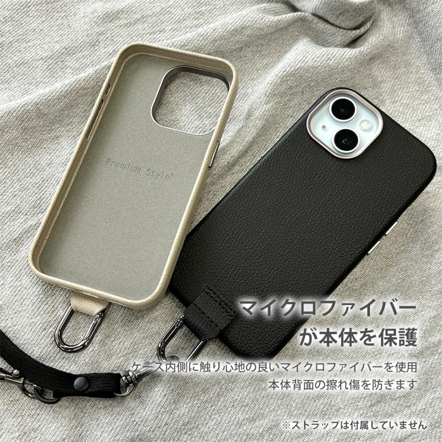 Premium Style iPhone15 ケース カバー ブラック グレー 黒 灰色