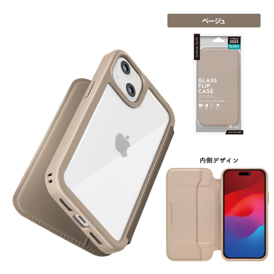 Premium Style iPhone15Plus ケース 手帳型 カバー ブラック