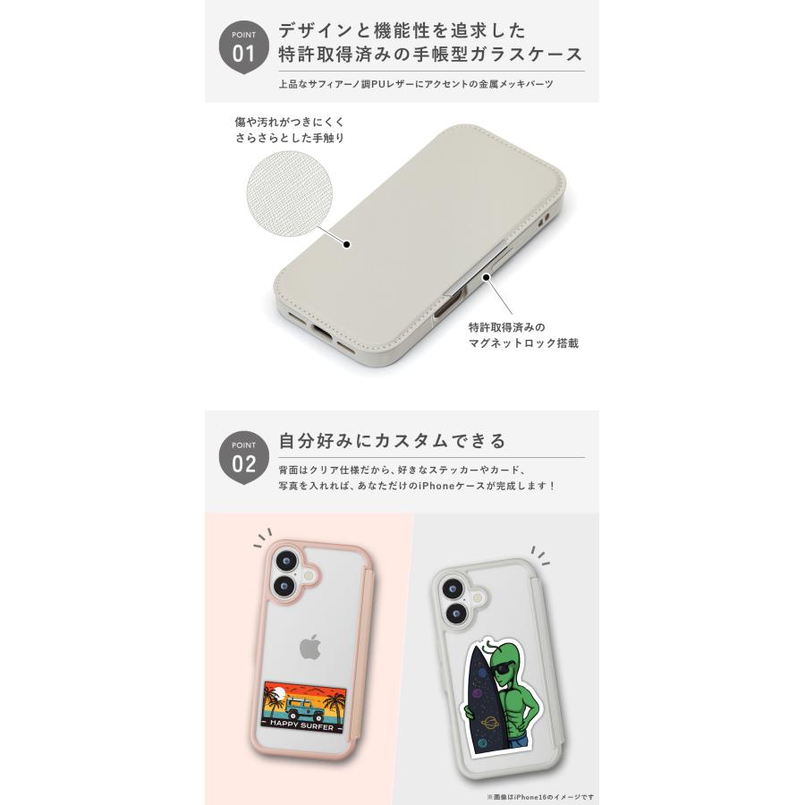 Premium Style iPhone16 ケース 手帳型 カバー グレー ピンク Premium Style iPhone16 ケース 手帳型 カバー グレー ピンク