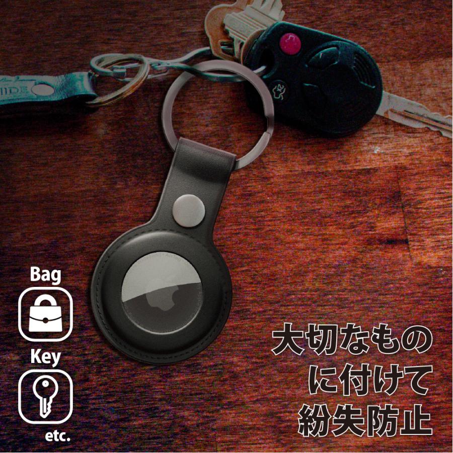 Premium Style AirTag用 PUレザーキーリング : スマホアクセの