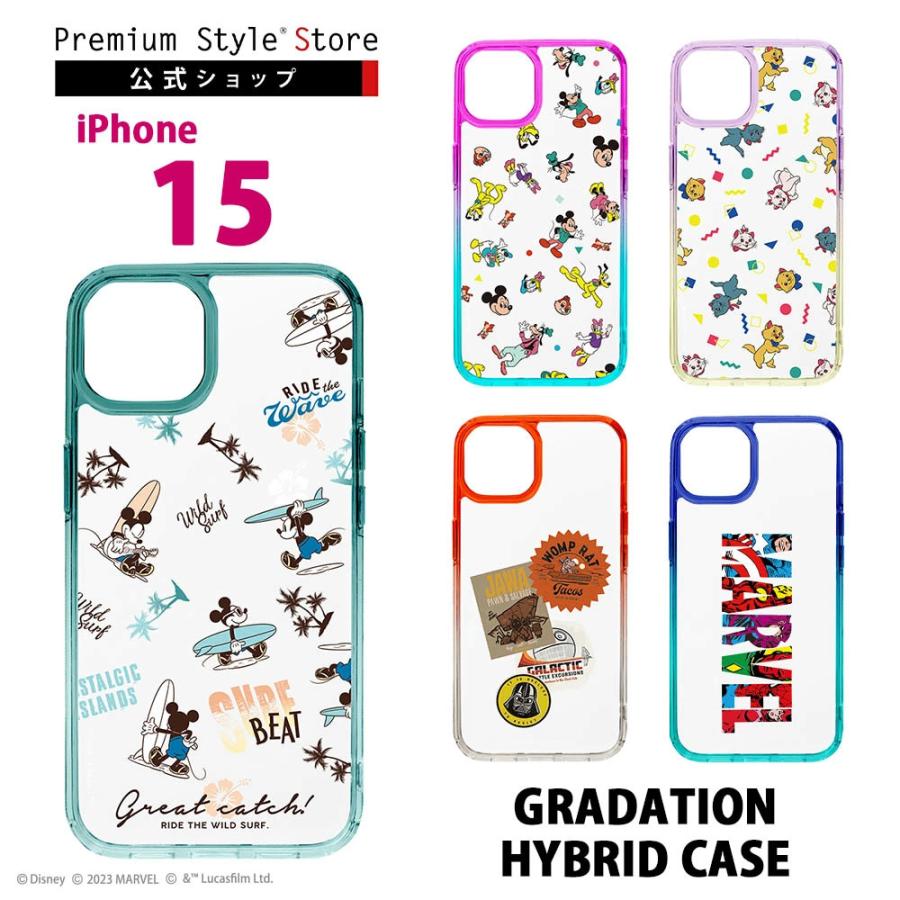 Premium Style iPhone15 ケース カバー グラデーション ディズニー