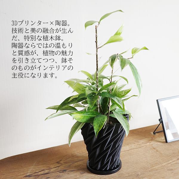 3D鉢 螺旋型 陶器鉢 美しい黒 3Dプリンター 直径15cm : 観葉植物の